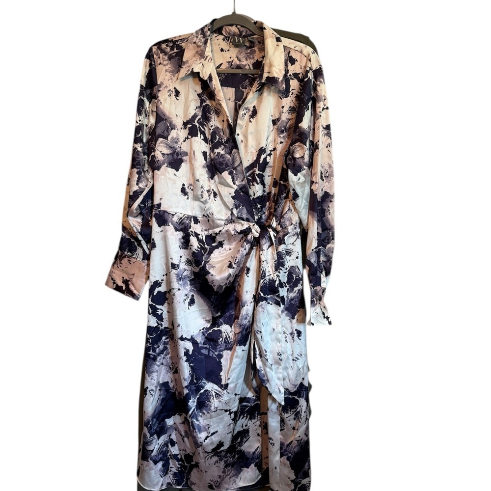 Worthington Floral Wrap Dress - Black, Cream, Pink